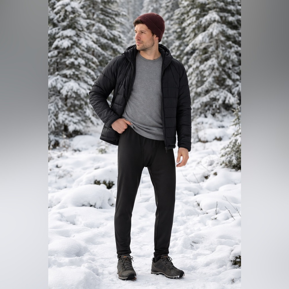ThermaJohn Black Thermal Base Layer Pants Men’s Large Stretch Long Johns